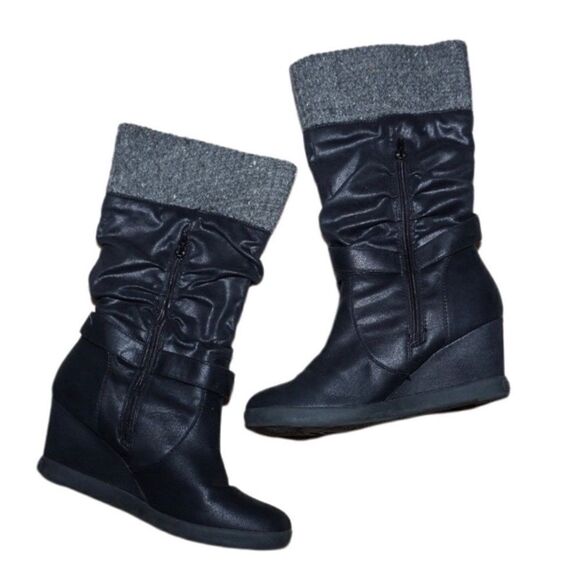 Roxy Black Presley II Wedge Heeled Boots - Picture 2 of 5